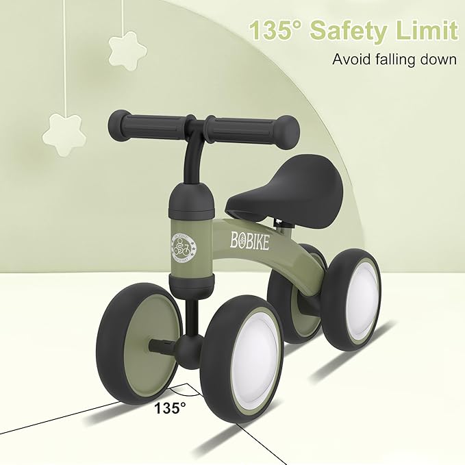 Baby Balance Bike Toys for 12-36 Months Kids Toy Boy and Girls Gifts Toddler Best First Birthday Gift Children Walker No Pedal Infant 4 Wheels Bicycle (Colorful, Deep Green-Light)