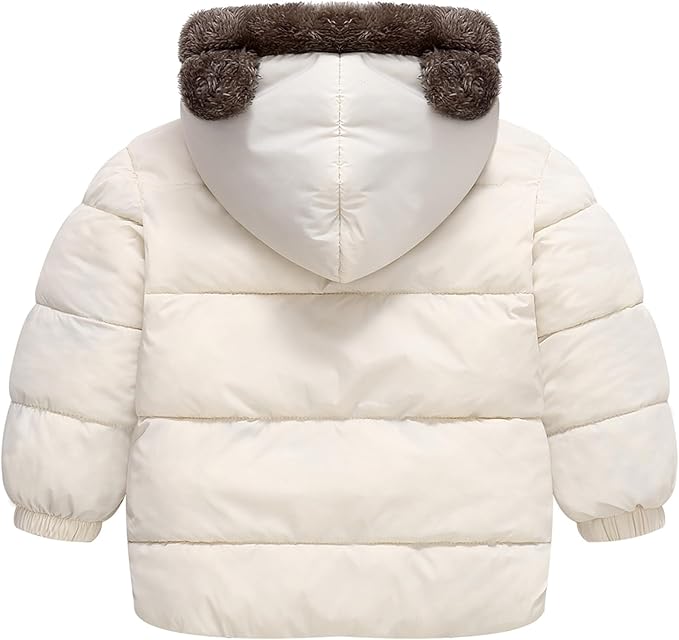 Infant Baby Winter Coat Bear Hooded Jacket Warm Fleece Snowsuit Windproof Outerwear for Toddler Boy Girl 9M-4T