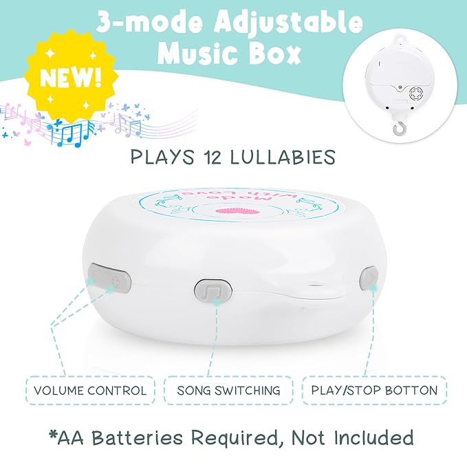 Animals Crib Mobile for Boys & Girls - Safari Baby Mobile for Crib with Upgraded 3-Mode Music Box, Nursery Mobiles, Fits Standard Cribs