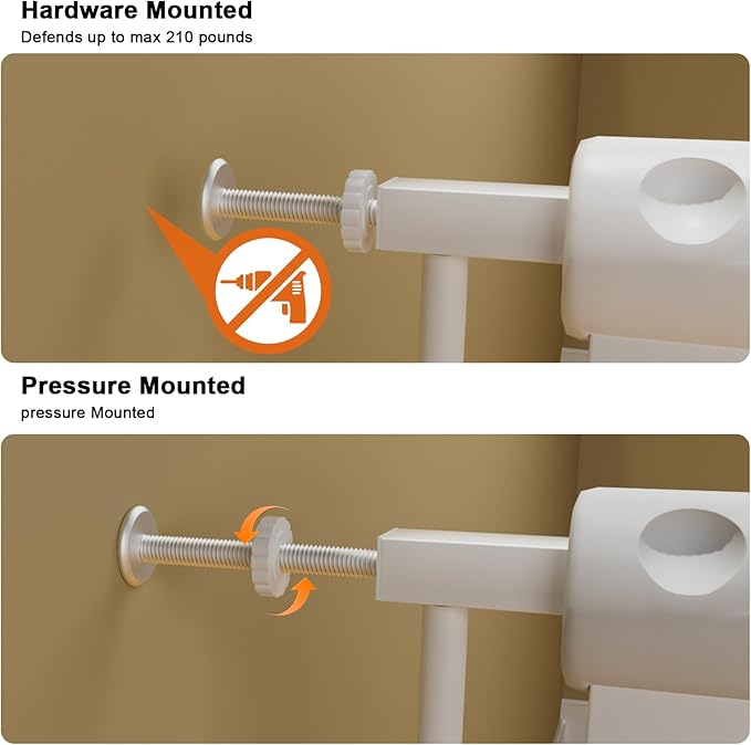 HOOEN Extra Wide Baby Gate for Doorways Stairs 86-105 Inch Wide Pressure Mounted Dog Gates for The House Walk Through Gates Indoor Safety Child Gates for Kids or Pets (86.3"-105")