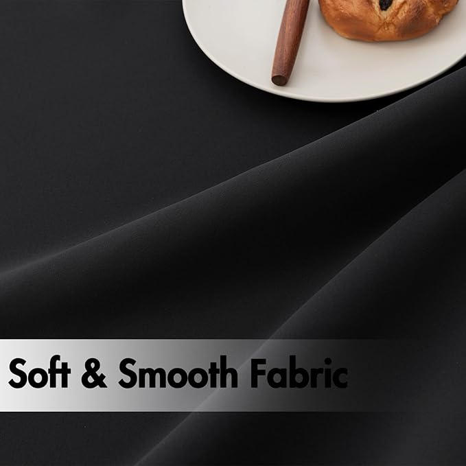 ANRODUO Back Tab Blackout Curtains for Bedroom Living Room, Rod Pocket Pinch Pleated Thermal Insulated Room Darkening Curtains 94 Inches Long 2 Panels, Black, 42 x 94 Inch