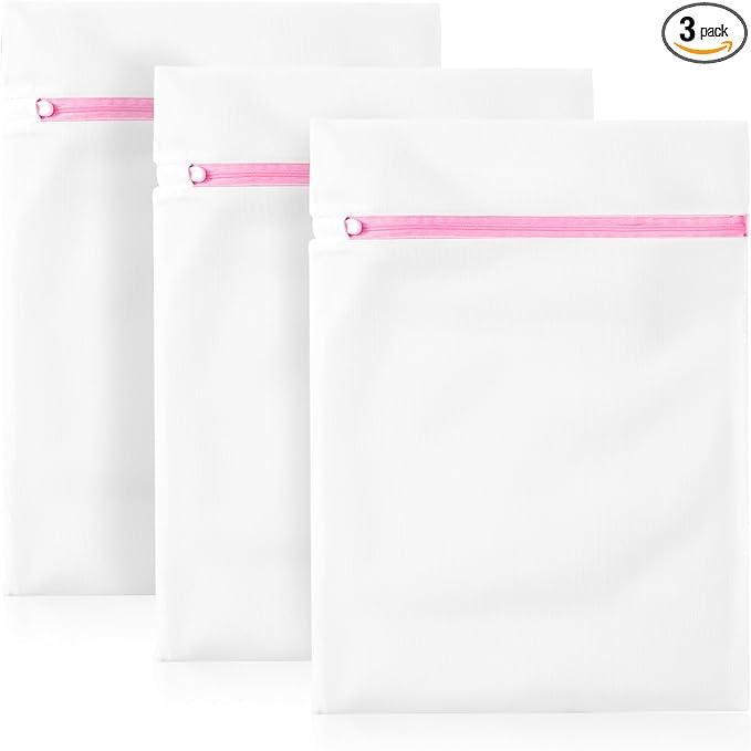 3Pcs Mesh Laundry Bags for Delicates, 16 x 12 Inch Durable Wash Bags with Zipper, Reusable Laundry Bags for Lingerie, Underwear, Socks, and Small Garments