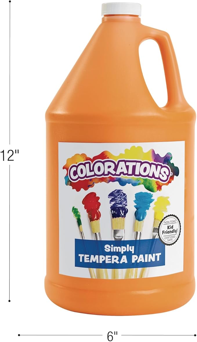 Colorations Washable Tempera Paint, Classroom Art Supplies, School Paints, Gallon Size, 12 Colors, Non Toxic, Bright Bold Color, Kids Paint, Craft, Hobby, Fun, Crafting Supply, Paint Set