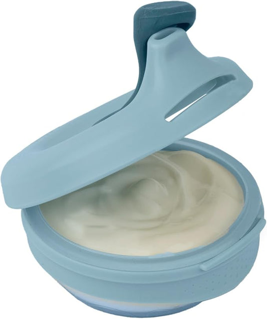 b.box Fill + Feed (Lullaby Blue) | Reusable Baby Food Pouch | For Babies & Toddlers 4m+ | Silicone/Nylon Pouch, BPA-Free Lid | Dishwasher & Microwave Safe | 110mL (3.7oz, ½ Cup) Capacity