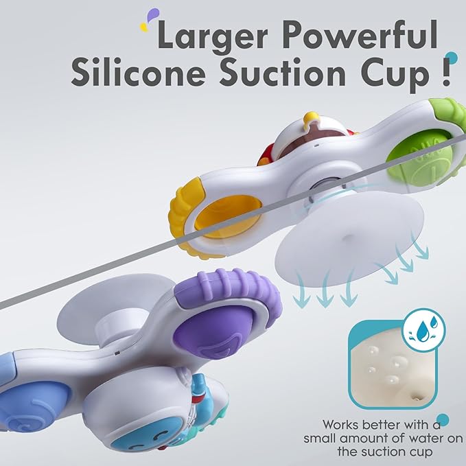 ALASOU 3PCS Pop Suction Cup Spinner Toys for 1 Year Old Boy Girl|Novelty Spinning Tops Toddler Toys Age 1-2|Sensory Baby Bath Toy for Toddlers 1-3|12 18 Months Boy Birthday Gift for Infant