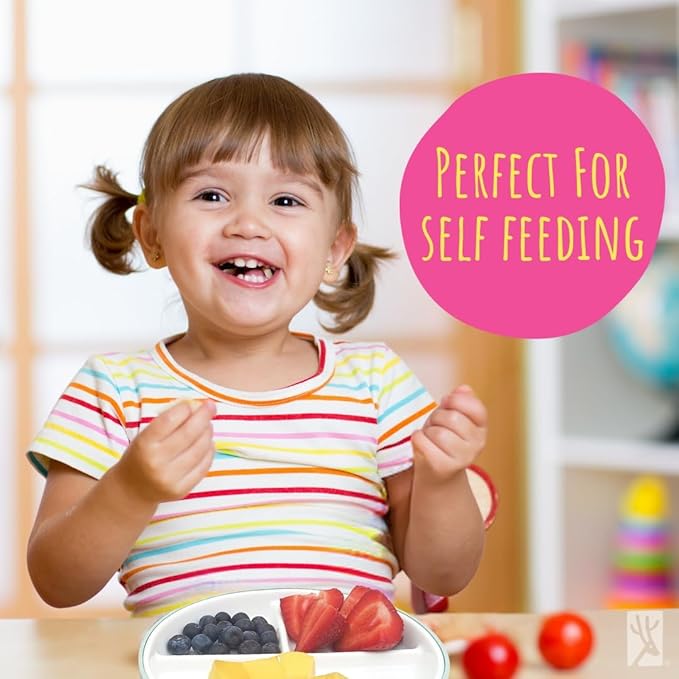 Elk and Friends Kids 6.7” Porcelain Divided Plates with Silicone Sleeves + Silicone Lids | Suitable for Babies/Kids/Toddlers | Microwave & Dishwasher Safe | Non Slip | Snack Dishes