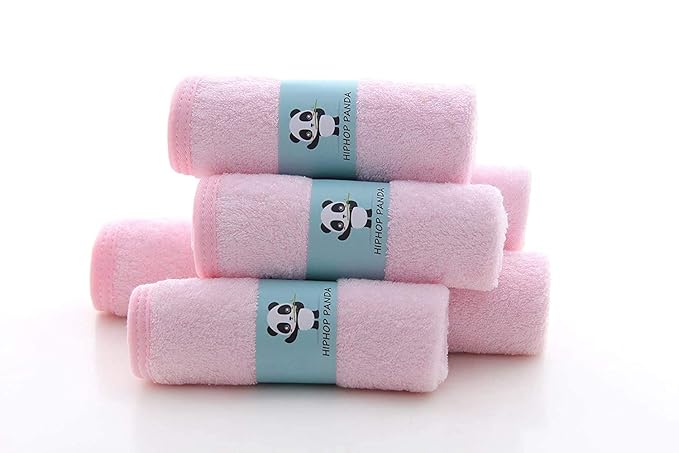 HIPHOP PANDA Baby Washcloths, Rayon Made from Bamboo - 2 Layer Ultra Soft Absorbent Newborn Bath Face Towel - Reusable Baby Wipes for Delicate Skin - Pink, 30 Pack