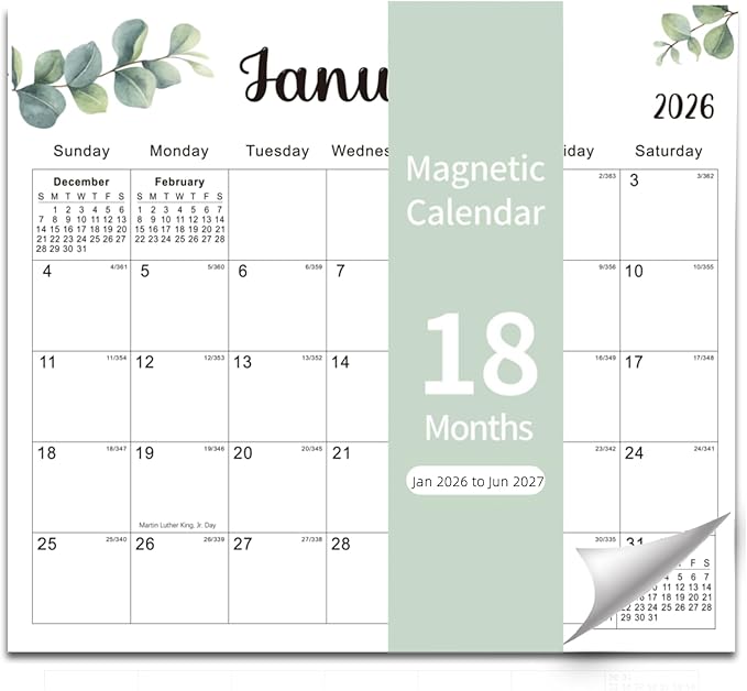 2026 Magnetic Fridge Calendar 18 Monthly Magnetic Calendar for Refrigerator 2026 Wall Calendar Planner Runs from January 2026 Until June 2027 Easy Organizing Markers Tearable (Nature)