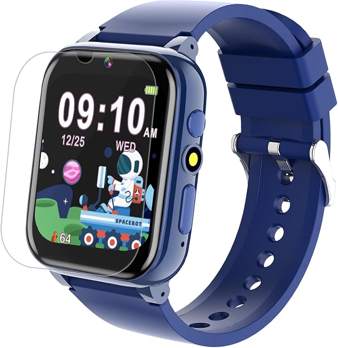 Goodatech 1.69'' Kids Smart Watch 4-12 Years Boys Girls, 26 Puzzle Games,HD Camera,Video Music Player,Pedometer,Flashlight,Alarm Clock,Learn Card,Audio Book,Smartwatch for Children Gifts (Blue)