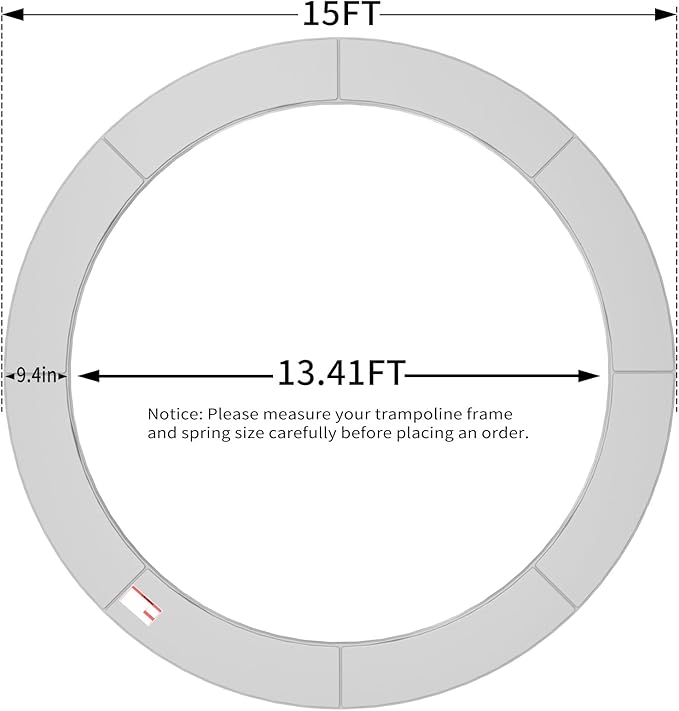 16FT/15FT/14FT/12FT/10FT Trampoline Safety Pad Replacement, Round Trampoline Spring Protection Cover, Fits 16FT/15FT/14FT/12FT/10FT Frames, Water-Resistant Trampoline Accessories