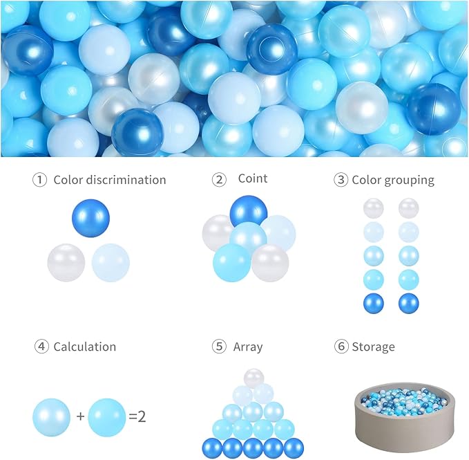 GOGOSO Ball Pits Balls for Toddlers Pack of 50 100 200 Plastics Shape Ball Non-Phthalate Non-BPA Non-Toxic 2.2-Inch Crush Proof Play Balls