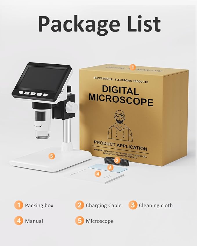 Coin Microscope - 4.3" LCD Digital Microscope 1000X, 1080P USB Coin Magnifier for Error Coins with 8 Adjustable LED Lights, PC View, Compatible with MacOS Windows