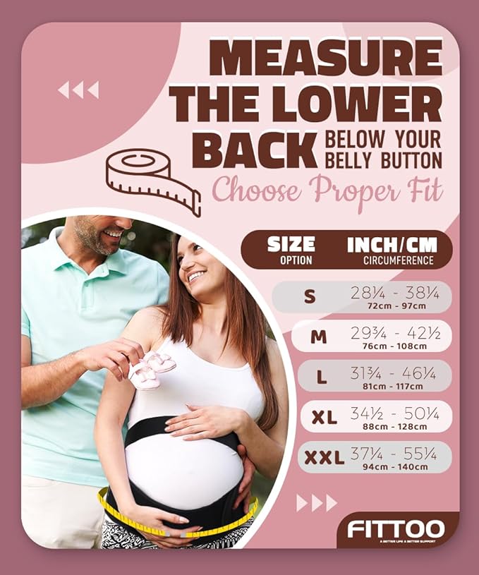 FITTOO Maternity Belt Back Support Belly Band Pregnancy Belt Support Brace Abdominal Binder Waist Support White XL