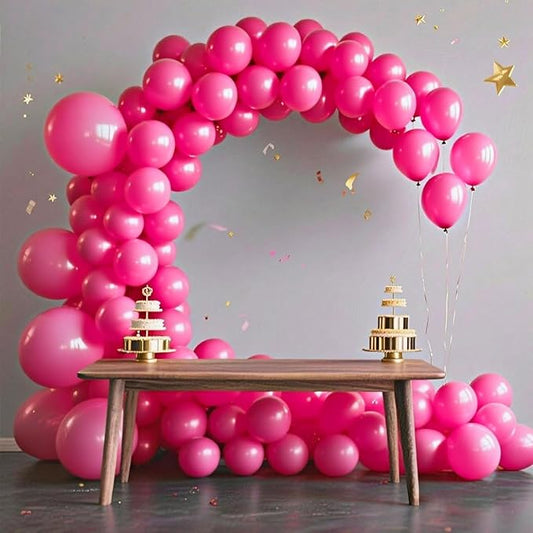 140pcs Hot Pink Round Balloons Different Sizes 18 12 10 5 Inch Latex Balloons for Arch Decoration Party Balloon Kit for Graduation Birthday Party Wedding Balloon Baby Shower Decoration