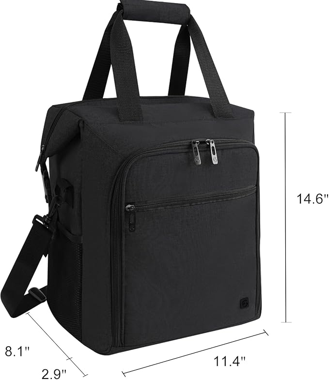 ALLCAMP 6 Bottle Wine Gift Bag - Insulated Tote Cooler, Adjustable Strap, Includes 6 Wine Glasses, Napkins & Corkscrew, Portable Travel Gifting(Black)