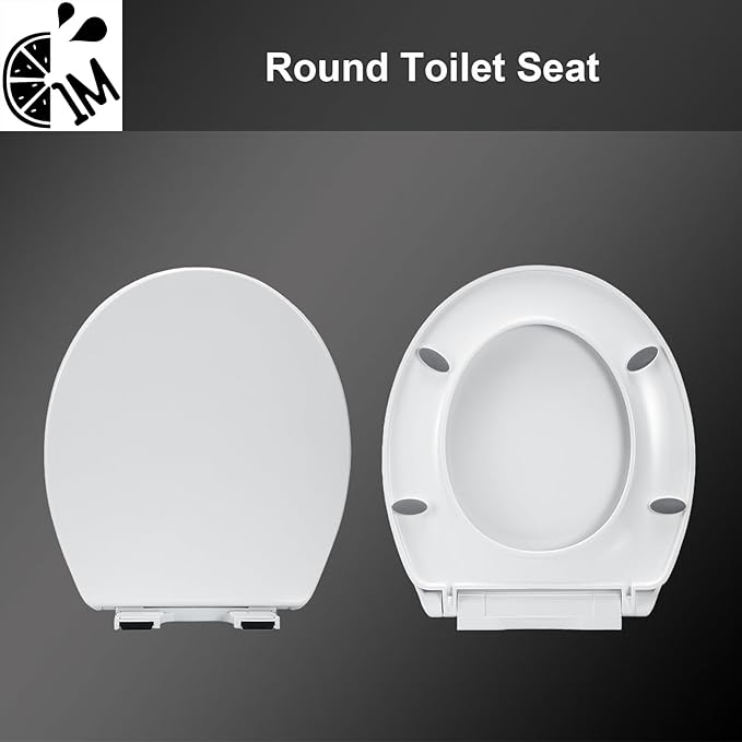 1M Soft Close Toilet Seat Round, Patented Quick Releasing for Easy Cleaning, Anti-Wiggling Design, Easy Installation
