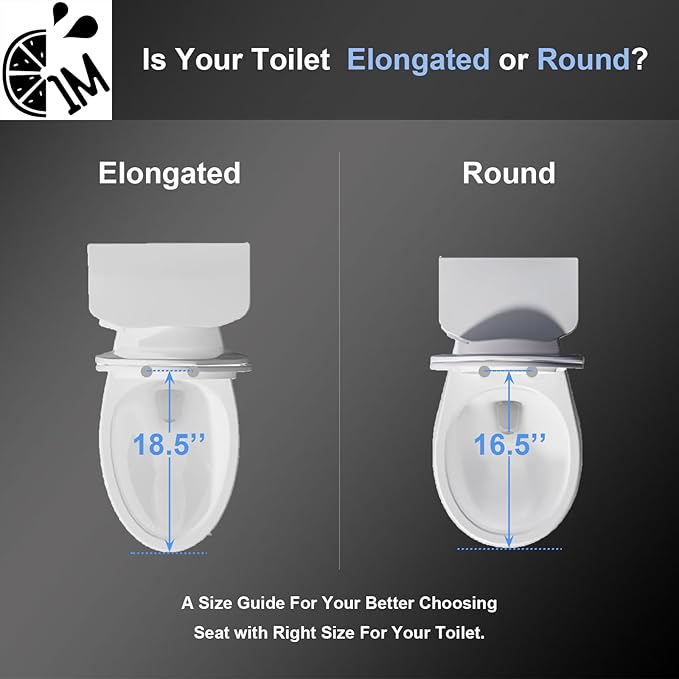 1M Soft Close Toilet Seat Round, Patented Quick Releasing for Easy Cleaning, Anti-Wiggling Design, Easy Installation (2PCS Pack)