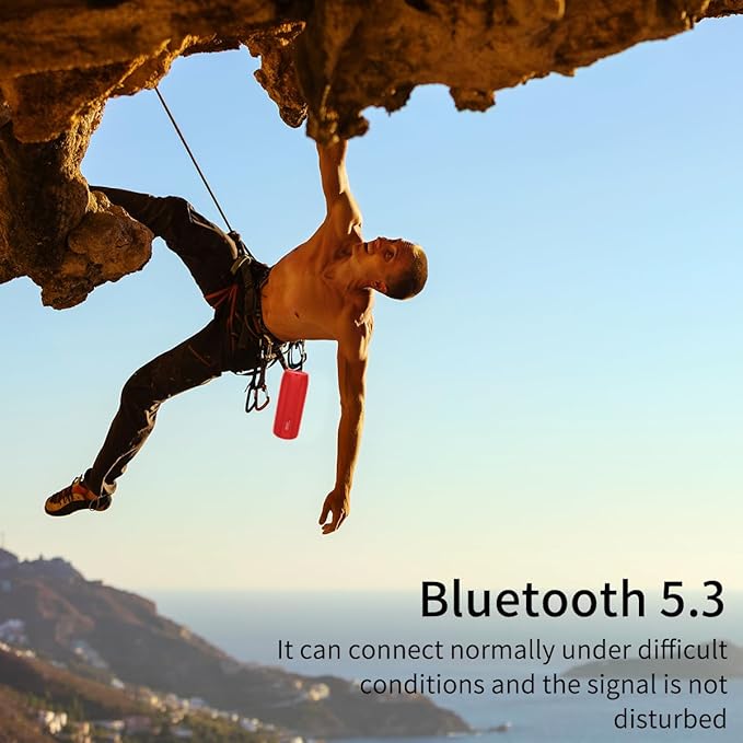 Bluetooth Speaker,MusiBaby M88 Speakers,Dual Pairing, Bluetooth 5.3,Loud Stereo Sound,Booming Bass,30H Playtime for Home& Outdoor Party,Beach,Portable Speaker,Gifts(Red)