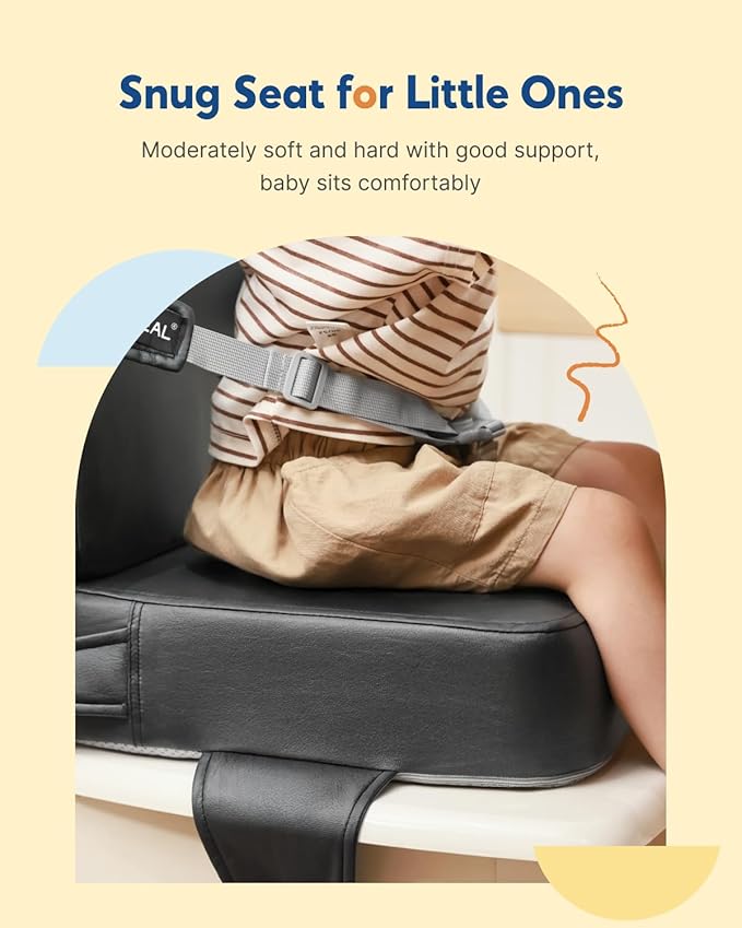 HOMEAL Booster Seat for Kitchen Chair - Toddler Booster Seat for Dining Table - Dining Seat with Adjustable Straps - Non-Slip Base & Breathable Fabric - Dark Gray