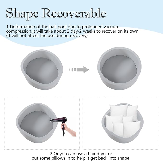 Foam Ball Pit, 47.2"x 13.8" Large Ball Pits for Toddlers, Soft Round Kiddie Baby Playpen Ball Pool for Kids, Ideal Gift for Babies Indoor and Outdoor Game, Grey, (Balls not Included)