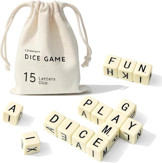 Crossword Dice Game, Word Game, Fun for Family Game Night, Festive Parties, Gatherings & On-The-Go Fun, Crossword Puzzle with 15 Large Letter Dice