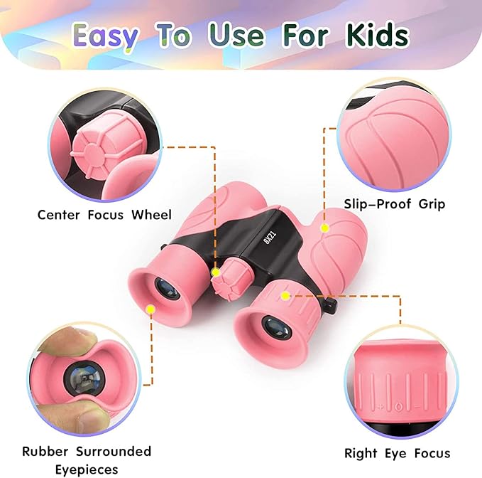 Binoculars for Kids,Compact Kids Binoculars 8x21 High-Resolution for Bird Watching, Camping, Exploration, Hiking, Hunting, Sports Events and Safari Park Gifts for 3-12 Year Boys Girls