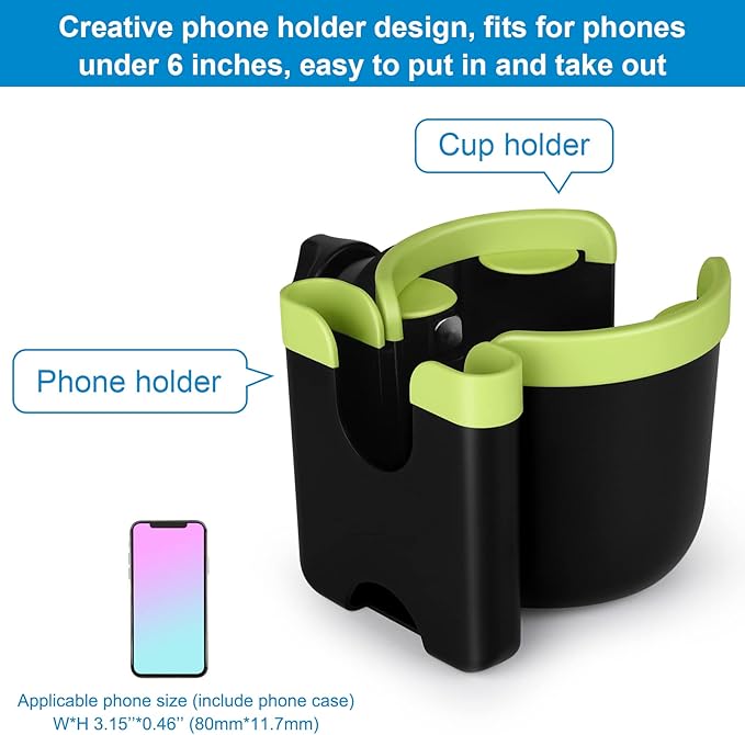 Accmor Stroller Cup Holder with Phone Holder, Bike Cup Holder, Universal Cup Holder for Uppababy Nuna Doona Strollers, 2-in-1 Cup Phone Holder for Stroller, Bike, Wheelchair, Walker, Scooter