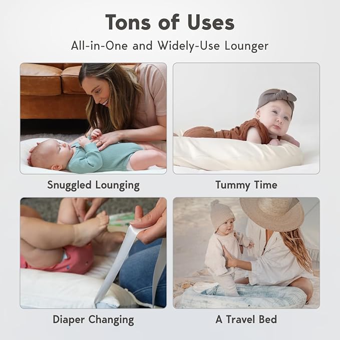 Infant Lounger, Baby Nest Cover for Baby Girls & Boys, Newborn Essentials for Baby 0-18+ Months, 100% Cotton Breathable (Brown Blossom_, Cotton_Muslin)