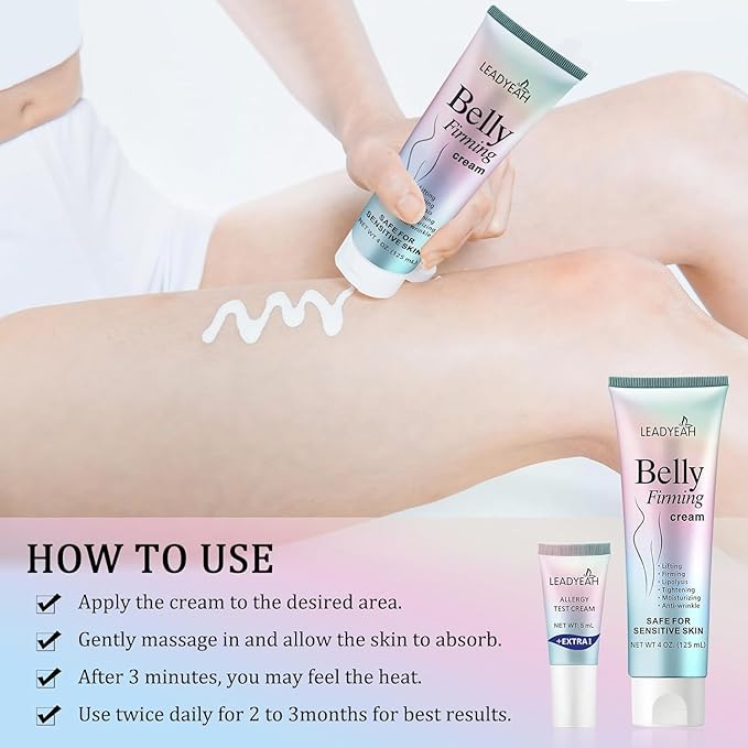 B Flat Belly Firming Cream - Moisturizing, Lifting, Firming for Stomach, Thighs and Butt, Body Lotion gift for Women and Men, 125 ML +5 ML