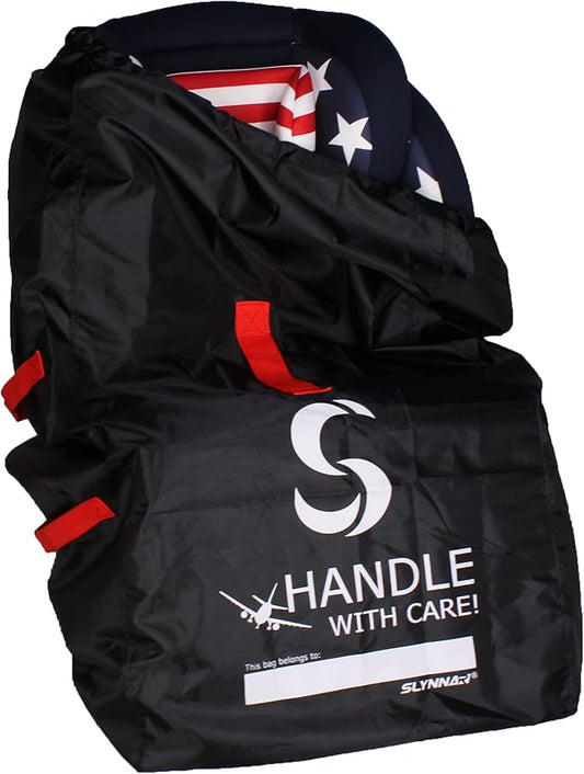 Car Seat Travel Bag for Airplane - Fits Convertible Car Seats, Infant carriers & Booster Seats, Black Upgrade