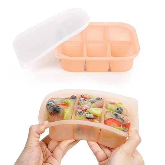 haakaa Silicone Baby Food Tray - Breastmilk Homemade Baby Food Mold - Baby Fresh Food Freezer Tray - Ice Cube Tray - - 4m+ Baby Toddler Kid - Blush