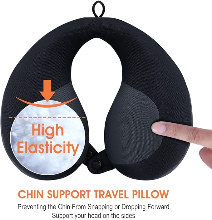 INFANZIA Kids Chin Supporting Travel Neck Pillow, Helps Support Head and Neck, Comfortably Designed for Head, Neck, and Chin Support - Ideal for Toddlers and Children,Black