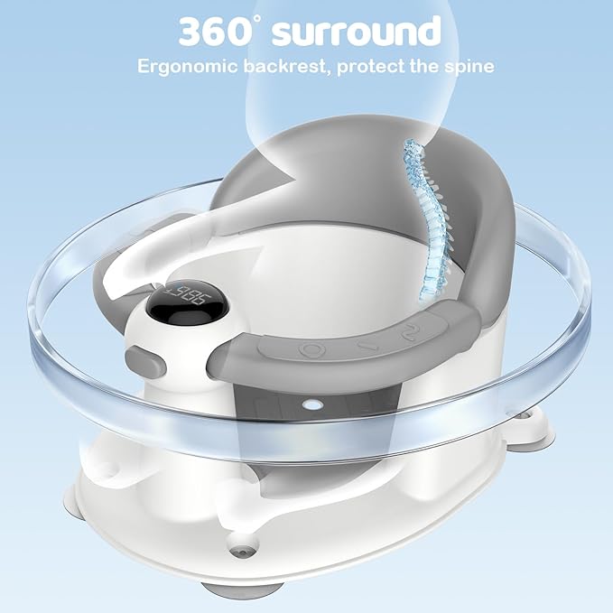 Baby Bath Seat-for Babies 6 Months & up, Water Temperature Display+Soft Cushion, Non-Slip Toddler Bath Seat for Baby, Sit Up Bath Seat for Baby, Grey