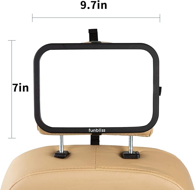 Funbliss Rear Facing Car Seat Mirrors - Shake-proof & Shatterproof Baby Car Mirror for Backseat - Clear Wide View, Easy Install, 2 Pack for Multiple Kids