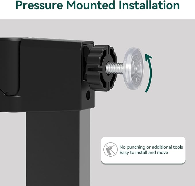 Babelio Upgraded Baby Gate with Cat Door, 29-43" Auto Close Durable Dog Gate for Stairs, Doorways and House, Easy Walk Thru Safety Gate with Pet Door Includes 4 Wall Cups, Black