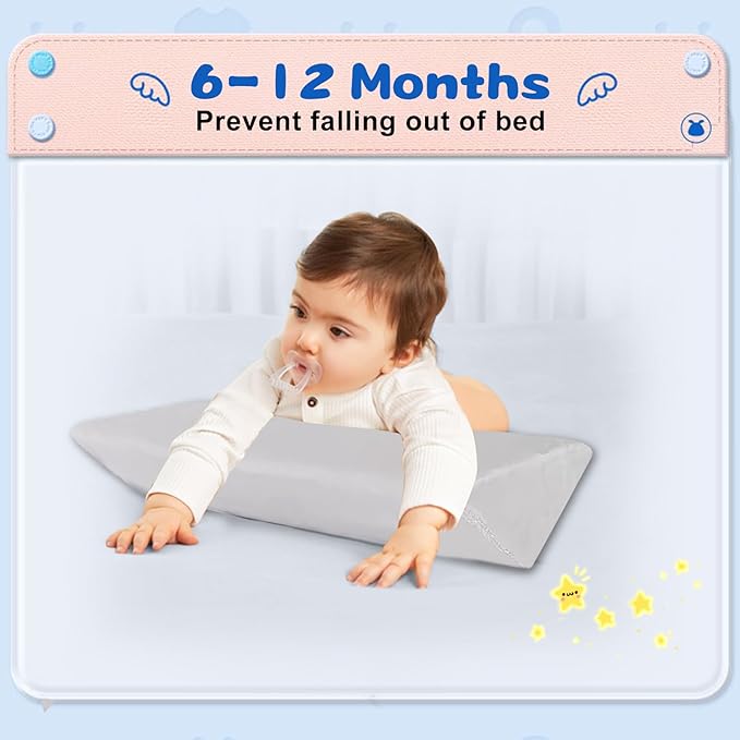 Baby Side Sleeper Weddge Breathable Pillow, Removable and Washable Breathable Bedding Set, Medium