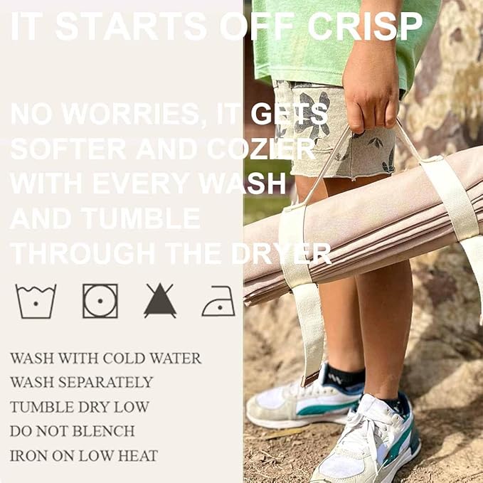 4'9" x 6'3" White Lightweight Water-Resistant Canvas Mat – Picnic, Outdoor, Beach, Park, Camping, Toy Mat