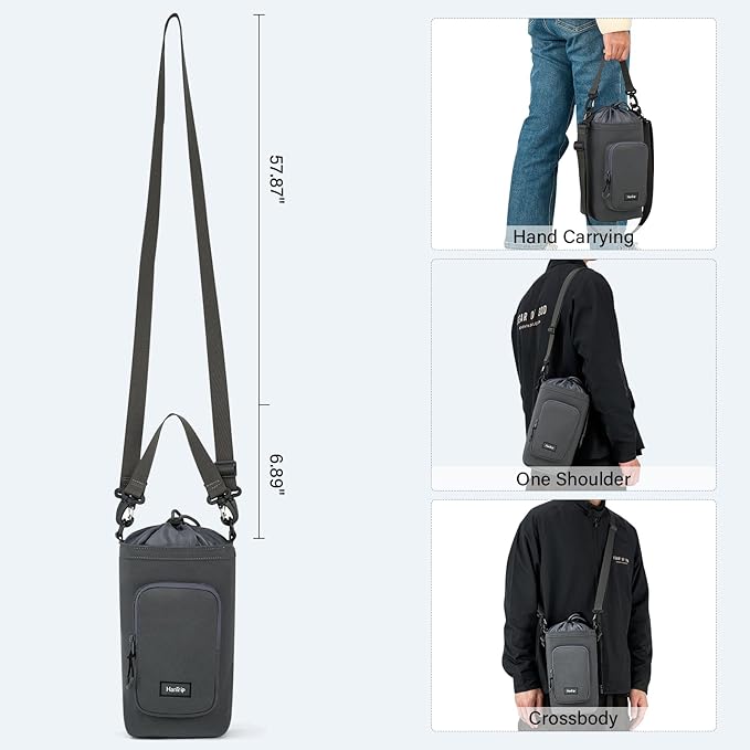 Insulated Water Bottle Carrier Bag with Strap Phone Pocket for 25/32/40/64 oz Tumbler Cup, Water Bottle Holder