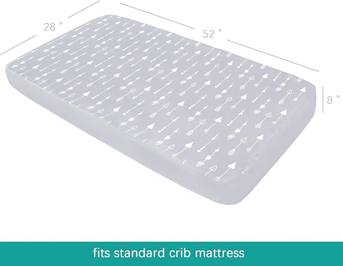 Crib Sheets for Boys and Girls Fitted 4 Pack - Breathable, Soft Microfiber Baby Sheets in Grey, Navy and White