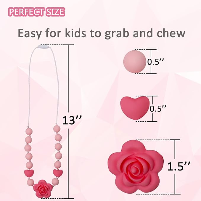 Chew Necklaces for Sensory Kids Girls Adults, Silicone Chewy Necklace Sensory Toys for Kids with Autism ADHD SPD, Oral Chew Toys for Toddlers Children Mouth Fidgets Tool - BPA Free