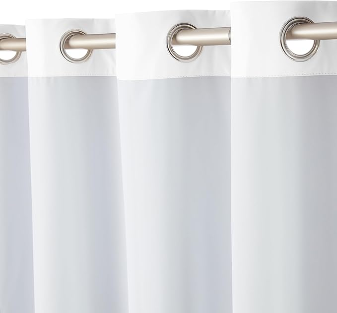Amazon Basics Room Darkening Blackout Window Curtains 2 Panels with Grommets, for Living Room and Bedroom, 52 x 84 inches, White