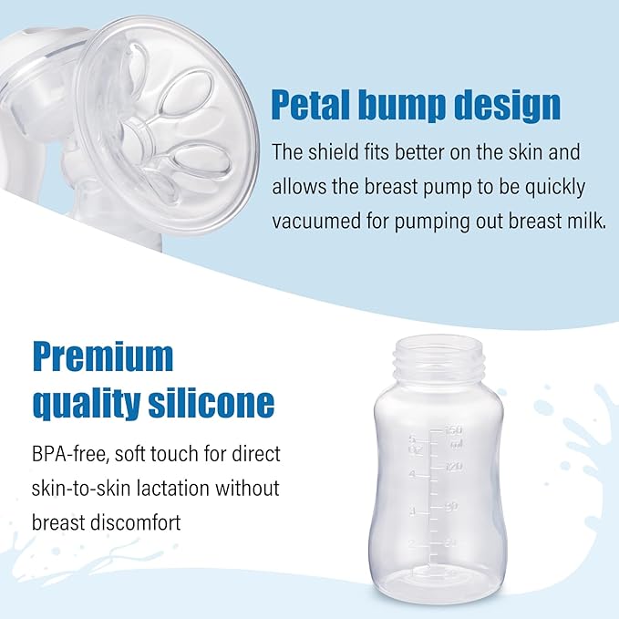 Elfzone Manual Breast Pump - Adjustable Suction Silicone Hand Pump Breastfeeding, Small Portable Manual Breast Milk Catcher Baby Feeding Pumps & Accessories, White, Mother’s Day Gifts