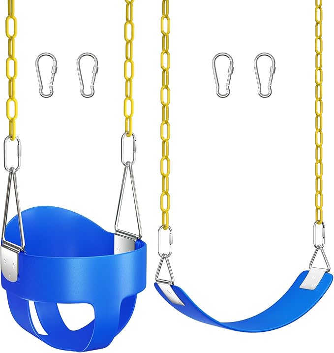 AGPTEK Toddler Swing Set, Heavy Duty Bucket Swing with Adjustable Rope, Toddler Cute Shape with 250 LB and 150 LB Capacity - Blue