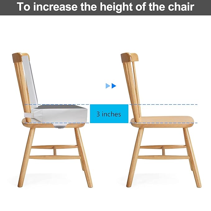 Kalawen Booster Seat for Kitchen Chair, Upgraded 2Pcs PU Washable Straps Safety Buckle Kids Toddler Booster Seat for Table