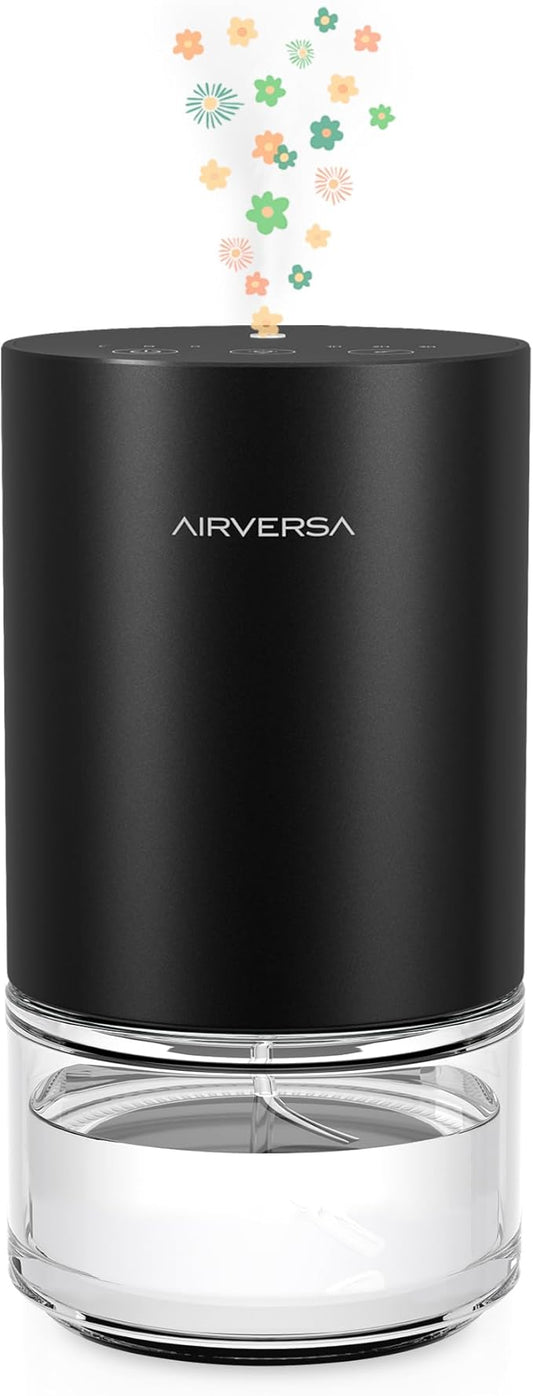 Essential Oil Diffuser Waterless Aromatherapy Diffusers for Home Large Room, Bedroom, Car, Office, Desk, Battery Operated, Small Diffuser for Pure Scent, 100mL Capacity, AN9 (Black)
