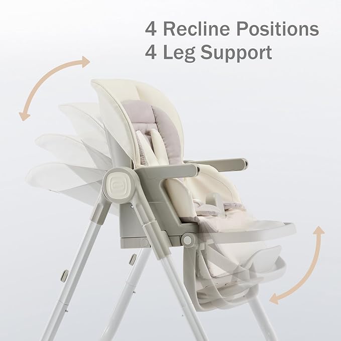 6 in 1 Convertible High Chairs for Babies and Toddlers,Portable High Chair with Dishwasher Tray and 4 Wheel,Booster Seat for Dining Table,Foldable Toddle and Baby Feeding Highchair (White)