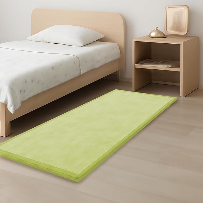 1.3" Thick Baby Play Mat for Floor, 28x72 Foam Tummy Time Mat, Padded Support Soft Plush Bedside Rugs for Infant Kids Toddler Crawling Kick Activity (Light Green)