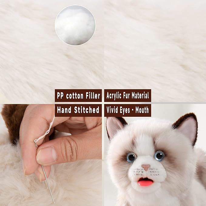 Electronic Interactive Ragdoll Cat - Realistic Handmade Toy with Walking, Barking, Wagging Tail & Talking - Robotic Pet Toy for Toddler Kids