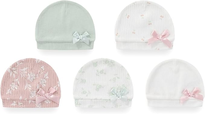 Baby Hat and Mittens Set Cotton Newborn Baby Hats Caps for Boys and Girls, 0-6 Months