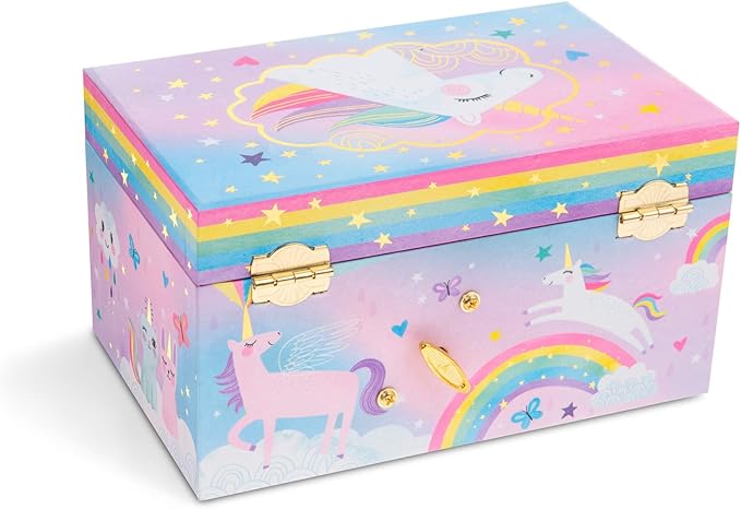 Jewelkeeper Unicorn Musical Jewelry Box for Little Girls - Kids Jewelry Box with Pullout Drawer - Music Jewellery Box with Necklace and Bracelet - Gift Set for Kids - Children's Jewellery Storage Case